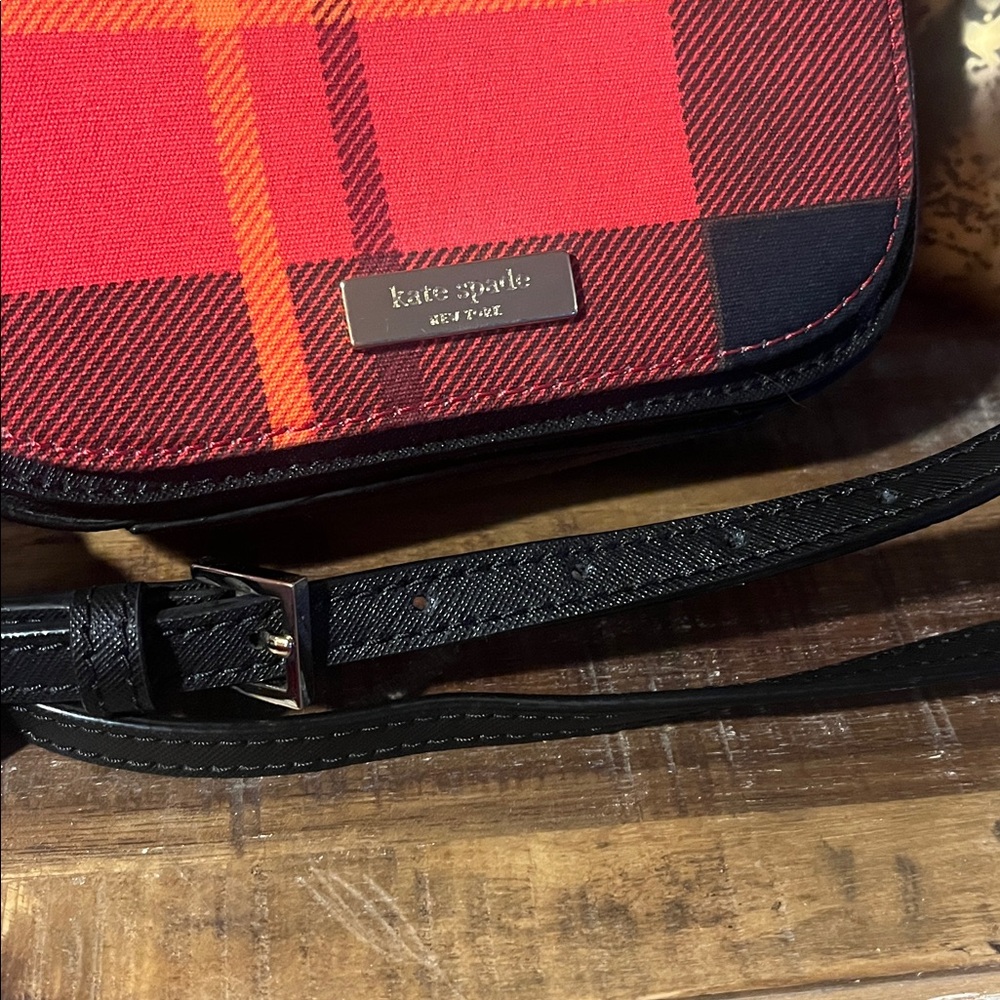 Kate Spade Carsen Newbury Lane Red and Black Plaid Small Crossbody Bag - Picture 3 of 12